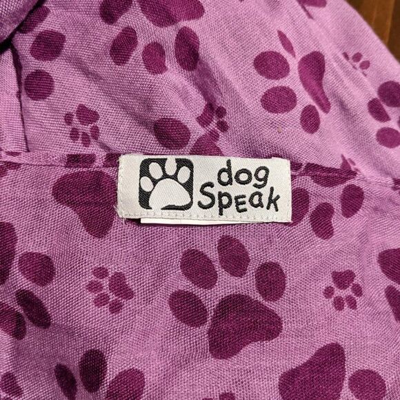 LARGE DOG SPEAK PAW PRINT, FRINGED, SHADES OF PURPLE RAYON SCARF - Picture 4 of 4